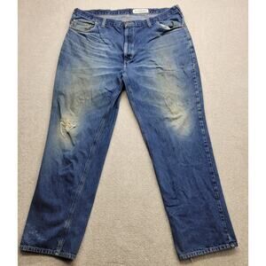 Vintage Distressed Carhartt Jeans Men’s 44x34 Relaxed Denim Leather Patch